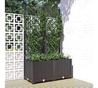 ARKEM Jardinera con Enrejado PP Negro 80x40x136 cm Macetero Madera Macetero Grande Exterior