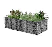 ARKEM Jardinera de gaviones de Acero 180x90x50 cm Arriate de Gaviones,Gaviones de Piedra,Muro de Gaviones