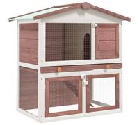 ARKEM Jaula conejera con 3 Puertas Madera marrón Conejera de Madera Caseta Exterior Refugio para Mascotas Pequeñas Conejos Cobayas