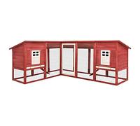 ARKEM Jaula conejera de Exterior con Corral Madera Abeto Rojo Blanco Conejera De Madera