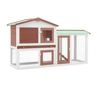 ARKEM Jaula de Animales Grande Madera marrón y Blanco 145x45x84 cm Jaula Exterior Gato Caseta Casa Perro