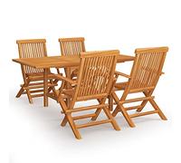 ARKEM Juego de Comedor para jardín 5 Piezas Madera Maciza Teca Conjunto Mesa Sillas De Jardin Mesa con Sillas De Terraza