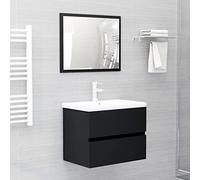 ARKEM Juego de Muebles de baño Madera de ingeniería Negro Lavabo PequeñO con Mueble