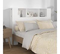 ARKEM Mueble cabecero Blanco 140x18,5x104,5 cm Cubre cabecero de Cama Armario almacenaje cabeceros Cama mesillas Mueble almacenaje