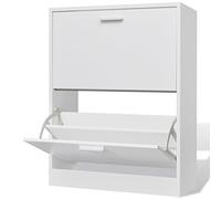 ARKEM Mueble Zapatero Blanco con 2 Compartimentos Zapatero Puertas Oscilobatientes, Mueble Auxiliar