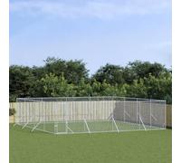 ARKEM Perrera de Exterior Acero galvanizado Plateado 8x8x2 m Parque para Perros