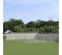 ARKEM Perrera de Exterior con Techo Acero galvanizado Plata 10x8x2,5m Parque para Perros