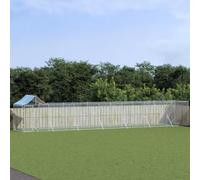 ARKEM Perrera de Exterior con Techo Acero galvanizado Plata 14x2x2,5m Cercados para Perros