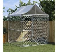 ARKEM Perrera de Exterior con toldo Acero galvanizado Plata 2x2x2,5 m Jaula Perro Grande Voladera