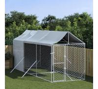 ARKEM Perrera de Exterior con toldo Acero galvanizado Plata 2x6x2,5 m Parque para Perros Perrera Gallinas