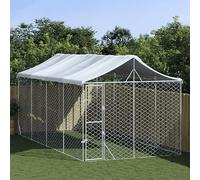 ARKEM Perrera de Exterior con toldo Acero galvanizado Plata 3x6x2,5 m Jaula Perro Grande Voladera