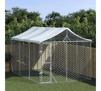 ARKEM Perrera Exterior con Techo Acero galvanizado Plata 3x4,5x2,5 m Casa Perro Exterior