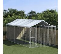 ARKEM Perrera Exterior con Techo Acero galvanizado Plata 3x7,5x2,5 m Jaula Perro Grande Voladera