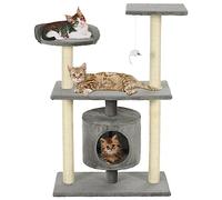 ARKEM Rascador para Gatos con Postes rascadores de sisal 95 cm Gris Poste Rascador para con Cuerda de Sisal, Colgante para Gatos y Manta Suave