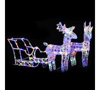 ARKEM Reno y Trineo Adorno navideño 160 Leds acrílico 130 cm Renos NavideñOs Grandes