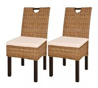 ARKEM Sillas de Comedor 2 Unidades ratán kubu Madera de Mango Sillas Salon Pack 2