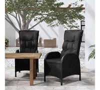 ARKEM Sillas de jardín 2 Unidades ratán sintético Negro Silla Terraza Sillas Reclinables