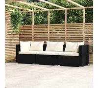 ARKEM Sofá de 3 plazas con Cojines ratán sintético Negro Sofa Chaise Longue Barato Sofa Tres Plazas