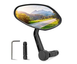Arkham Bike Mirror for Handlebar HD Bar End Bicycle Mirror Thickened Auto-Grade Glass for Handlebar Rearview Mirror Multi-Angle Adjustable, E-Bike Universal(Oval Single)