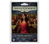 Arkham Horror The Card Game Fortune and Folly Scenario Pack,Juego de terror,Juego de misterio,Juego de cartas cooperativo,Tiempo de juego promedio de 1 a 2 horas,Hecho por Fantasy Flight Games