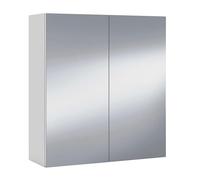 ARKITMOBEL Mueble Camerino Dos Puertas para Baño, Modulo con Espejo y Estantes, Acabado en Blanco Brillo, Medidas: 60 cm (Ancho) x 65 cm (Alto) x 21 cm (Fondo)