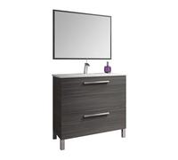 ARKITMOBEL Mueble de Baño con 2 Cajones y Espejo Naida Estilo Industrial en Color Gris Ceniza 80x80 cm (Sin Lavabo)