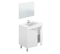 ARKITMOBEL - Mueble de Baño con 2 Puertas y Espejo, Mueble para Lavabo Low Cost, Color Blanco Brillo, 80x80x45 cm - Modelo LC (Sin Lavamanos)