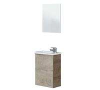 ARKITMOBEL Mueble de Baño Suspendido Compact con Lavabo y Espejo | Ideal para Aseos Pequeños y Espacios Reducidos | Color Roble Alaska | 40 cm (Ancho) x 22 cm (Fondo)