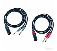 Arklove 2 paquetes de 3 pines XLR macho a doble divisor en Y macho de 1/4 pulgadas de 6,35 mm, doble TS mono enchufe, cable adaptador convertidor de audio para altavoz AMP mezclador de 10 pies
