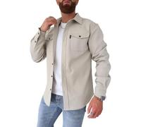 ArknAv Chaqueta de camisa con botones para hombre, informal, elegante, camisa informal para hombre juvenil (S, beige), beige