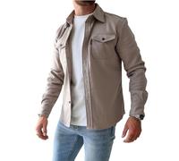 ArknAv Chaqueta para hombre, estilo informal, elegante, camisa informal para hombre juvenil, albaricoque, XXXL