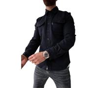 ArknAv Chaqueta para hombre, estilo informal, elegante, camisa informal para hombre juvenil, azul, S