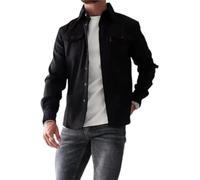 ArknAv Chaqueta para hombre, estilo informal, elegante, camisa informal para hombre juvenil, Negro , XXL
