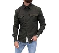 ArknAv Chaqueta para hombre, estilo informal, elegante, camisa informal para hombre juvenil, verde, L