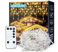ARKOCHIC 30M Cortina Luces Navidad Exterior Balcon, 960LED Cascada Luzes Natal Exterior de IP65 Impermeable con 8 Modos Memoria, Blanco Cálido Decoración Navidad para Ventana, Interior, Puerta, Jardín