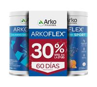 Arkopharma Arkoflex Sport Colágeno Hidrolizado tipo I y II Pack 60 Días, Sabor Naranja, Articulaciones, Huesos y Músculos, Ácido hialurónico, Blanco, 390 g (Paquete de 2)