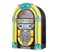 Arkrocket Athena Mini Jukebox/Reproductor de CD de Mesa/Altavoz Bluetooth/Radio/USB y Reproductor de Tarjetas SD con Sistema de iluminación LED Retro