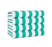 Arkwright California Cabana de Rayas de Gran tamaño Toalla de Playa Pack de 4, Fuerza Ringspun Hilados de algodón Doble, Toalla de Playa, Toalla de baño (Extra Grande 30 x 70 Pulgadas, Verde)