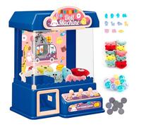 Arkyomi Mini Máquina de Garra para Niños Juguete de Garra con 10 Muñecas 20 Moneda del Juego 10 gacha con Luces y Sonidos interactivos Máquina de(Azul)