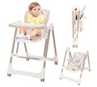Arkyomi tronas de bebe evolutiva con balancearse,5 en 1 tronas portatil plegable bebé con bandeja extraíble,silla de alimentación para niños,baby high chair beige
