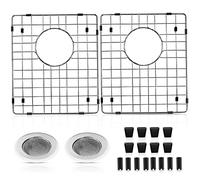 ARLBA 2Pack 304 Stainless Steel Sink Protectors for Kitchen Sink W/Rear Drain,15"x13"x1.25" Metal Kitchen Sink Grid Protector Sink Gate Sink Rack for Bottom of Sink w/2Pack Sink Strainers Rubber Feet