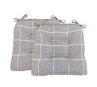Arlee Highland Almohadillas para Silla Tejidas a Cuadros rellenas de Fibra con alzapaños, 40,6 cm de Largo × 40,6 cm de Ancho, Gris Claro, 2 Unidades