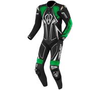 Arlen Ness Conquest Traje de cuero de motocicleta de una sola pieza, negro-verde, tamaño 52 para Hombres