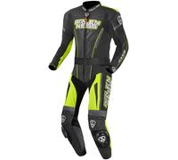 Arlen Ness Edge Traje de cuero de motocicleta de dos piezas, negro/gris/amarillo, Talla 50