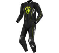 Arlen Ness Losail Traje de cuero de dos piezas, negro/amarillo, Talla 58