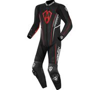 Arlen Ness Losail Traje de cuero de una pieza, negro/rojo, Talla 58