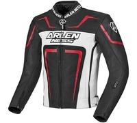 Arlen Ness Motegi Chaqueta de cuero moto, negro-blanco-rojo, tamaño 52 para Hombres