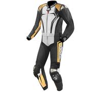 Arlen Ness Race-X Traje de cuero de motocicleta de dos piezas, negro-blanco-oro, tamaño 48 para Hombres