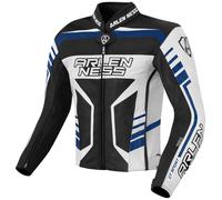 Arlen Ness Rapida 2 Chaqueta de cuero para moto, negro-blanco-azul, tamaño 48 para Hombres