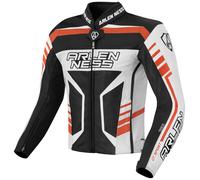 Arlen Ness Rapida 2 Chaqueta de cuero para moto, negro-blanco-naranja, tamaño 52 para Hombres